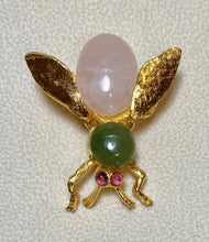 Load image into Gallery viewer, AUTHENTIC SWOBODA BEE BROOCH ~ ROSE QUARTZ, JADE, AMETHYST