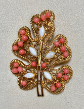 Load image into Gallery viewer, AUTHENTIC SWOBODA LEAF BROOCH ~ GENUINE OPAL, CORAL