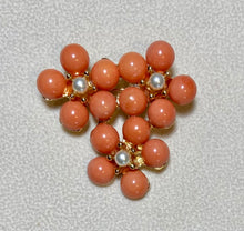 Load image into Gallery viewer, AUTHENTIC SWOBODA FLOWER BROOCH ~ CORAL, PEARL