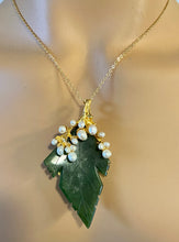 Load image into Gallery viewer, AUTHENTIC SWOBODA JADE LEAF PIN/PENDANT ~ JADE, FRESH WATER PEARL
