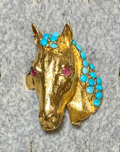 Load image into Gallery viewer, AUTHENTIC SWOBODA HORSE RINGS ~ TURQUOISE, RUBY EYES