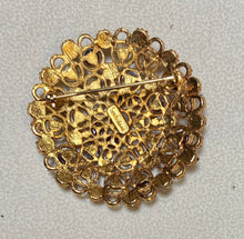 Load image into Gallery viewer, AUTHENTIC SWOBODA CLUSTER FLOWER BROOCH ~ MOONSTONE, GARNET
