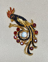 Load image into Gallery viewer, AUTHENTIC SWOBODA COCKATOO BROOCH ~ GENUINE RUBY, SAPPHIRE, FRESH WATER PEARL