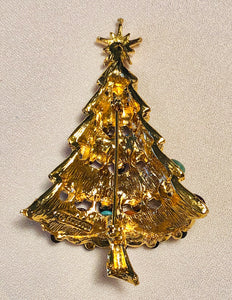 Multi Stone Christmas Tree Brooch