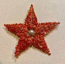 Load image into Gallery viewer, Coral and Fresh Water Pearl Starfish Brooch
