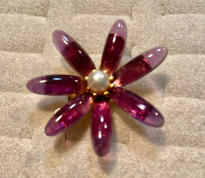 Amethyst and Fresh Water Pearl Flower Ring