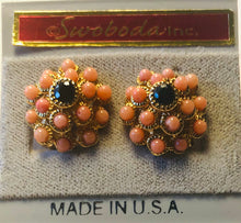 Load image into Gallery viewer, Coral and Genuine Sapphire Earring
