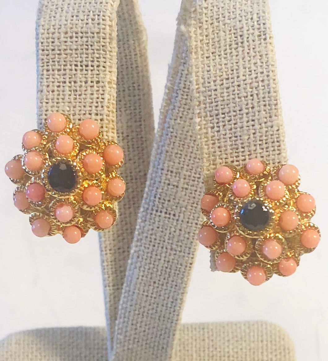 Coral and Genuine Sapphire Earring
