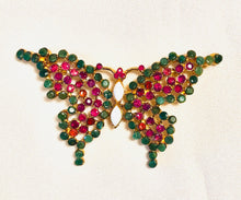 Load image into Gallery viewer, Genuine Ruby and Emerald Butterfly Brooch
