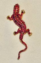 Load image into Gallery viewer, Genuine Ruby and Emerald Eye Lizard Brooch
