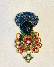 Load image into Gallery viewer, Genuine Sapphire, Ruby, Emerald and Opal Blackamoor Brooch
