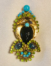 Load image into Gallery viewer, Peridot, Turquoise and Blue Opal Brooch
