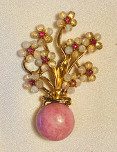 Load image into Gallery viewer, Rainbow Moonstone, Genuine Ruby and Rhodonite Garnet Flower Base Brooch
