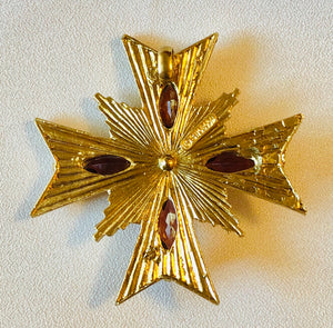 Garnet and Opal Cross Pendant / Brooch