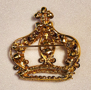 Genuine Moonstone and Garnet Crown Brooch