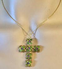 Load image into Gallery viewer, Peridot and Amethyst Cross Pendant
