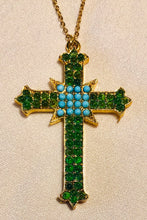 Load image into Gallery viewer, Peridot and Turquoise Cross Pendant

