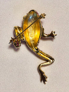 Genuine Ruby and Emerald Toad Brooch