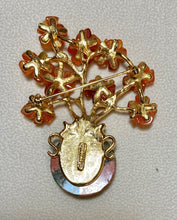 Load image into Gallery viewer, AUTHENTIC SWOBODA FLOWER VASE BROOCH  ~ CARNELIAN, PEARL AND JASPER
