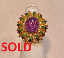 Load image into Gallery viewer, Amethyst, Peridot and Sapphire Ring

