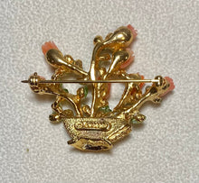Load image into Gallery viewer, AUTHENTIC SWOBODA FLOWER POT BROOCH ~ CORAL, PERIDOT
