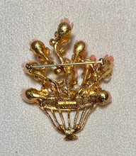 Load image into Gallery viewer, AUTHENTIC SWOBODA FLOWER BASKET BROOCH ~ CORAL, FRESH WATER PEARL
