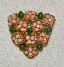 Load image into Gallery viewer, AUTHENTIC SWOBODA GEOMETRIC BROOCH ~ CORAL, JADE, PERIDOT
