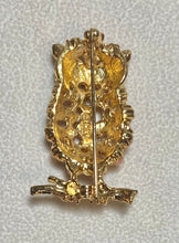 Load image into Gallery viewer, AUTHENTIC SWOBODA OWL BROOCH ~ CORAL, GARNET
