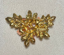 Load image into Gallery viewer, AUTHENTIC SWOBODA FLOWER BROOCH ~ CORAL, PERIDOT

