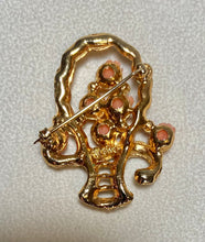 Load image into Gallery viewer, AUTHENTIC SWOBODA FLOWER BASKET BROOCH ~ CORAL, PERIDOT
