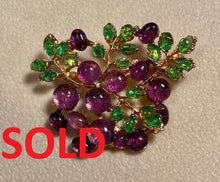 Load image into Gallery viewer, Amethyst and Peridot Flower Brooch
