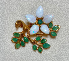 Load image into Gallery viewer, AUTHENTIC SWOBODA FLOWER BROOCH ~ GENUINE OPAL, EMERALD
