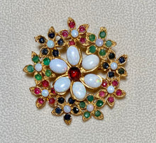 Load image into Gallery viewer, AUTHENTIC SWOBODA FLOWER BROOCH ~ GENUINE OPAL, RUBY, EMERALD, SAPPHIRE
