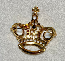Load image into Gallery viewer, AUTHENTIC SWOBODA CROWN BROOCH ~ GENUINE OPAL, RUBY, SAPPHIRE, EMERALD
