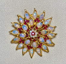 Load image into Gallery viewer, AUTHENTIC SWOBODA STARBURST BROOCH/ PENDANT ~ GENUINE OPAL, RUBY
