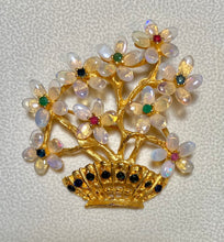 Load image into Gallery viewer, AUTHENTIC SWOBODA FLOWER BASKET BROOCH ~ GENUINE OPAL, SAPPHIRE, RUBY, EMERALD
