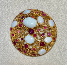 Load image into Gallery viewer, AUTHENTIC SWOBODA CLUSTER BROOCH ~ GENUINE OPAL, RUBY
