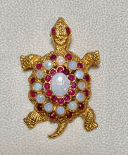 Load image into Gallery viewer, AUTHENTIC SWOBODA TURTLE BROOCH ~ GENUINE OPAL, RUBY
