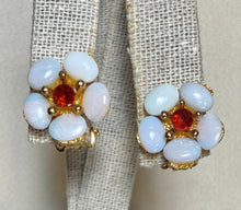 Load image into Gallery viewer, AUTHENTIC SWOBODA EARRINGS ~ Genuine Opal, Garnet ~ Clip-on.
