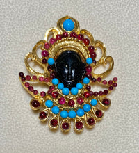 Load image into Gallery viewer, Authentic Swoboda Blackamoor Brooch ~ GARNET, TURQUOISE
