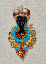 Load image into Gallery viewer, Authentic Swoboda Blackamoor Brooch ~ OPAL, GARNET, TURQUOISE, CITRINE, PEARL
