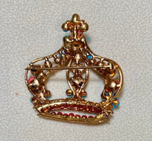 Load image into Gallery viewer, Authentic Swoboda Crown Brooch ~ Moonstone, Coral, Turquoise, Pearl
