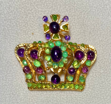 Load image into Gallery viewer, Authentic Swoboda Crown Brooch ~ Amethyst, Peridot
