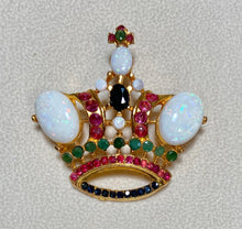 Load image into Gallery viewer, AUTHENTIC SWOBODA CROWN BROOCH ~ GENUINE OPAL, RUBY, EMERALD, SAPPHIRE
