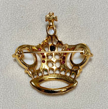 Load image into Gallery viewer, AUTHENTIC SWOBODA CROWN BROOCH ~ GENUINE OPAL, RUBY, EMERALD, SAPPHIRE
