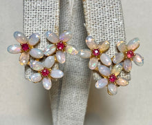 Load image into Gallery viewer, AUTHENTIC SWOBODA EARRINGS ~ GENUINE OPAL, RUBY ~ Clip-on.
