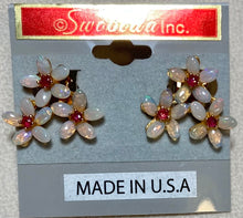 Load image into Gallery viewer, AUTHENTIC SWOBODA EARRINGS ~ GENUINE OPAL, RUBY ~ Clip-on.
