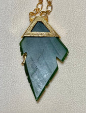 Load image into Gallery viewer, AUTHENTIC SWOBODA NECKLACE ~ Jade Leaf Necklace With Horse and Rider
