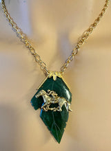 Load image into Gallery viewer, AUTHENTIC SWOBODA NECKLACE ~ Jade Leaf Necklace With Horse and Rider
