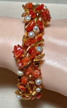 Load image into Gallery viewer, AUTHENTIC SWOBODA CUFF BRACELET ~ GENUINE RED CORAL, FRESH WATER PEARL
